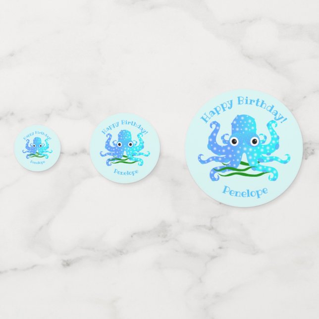 The Cutest Blue Octopus Nautical Theme Confetti (Fronts)