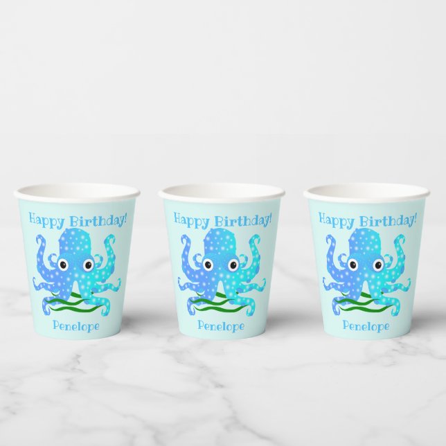 The Cutest Blue Octopus Nautical Theme  Paper Cups (Multi)