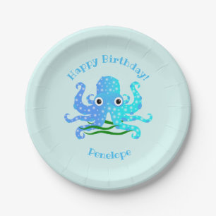 The Cutest Blue Octopus Nautical Theme Paper Plates