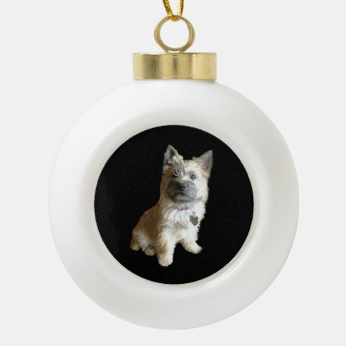 The Cutest Cairn Terrier Ever  Cuter than Toto Ceramic Ball Christmas Ornament