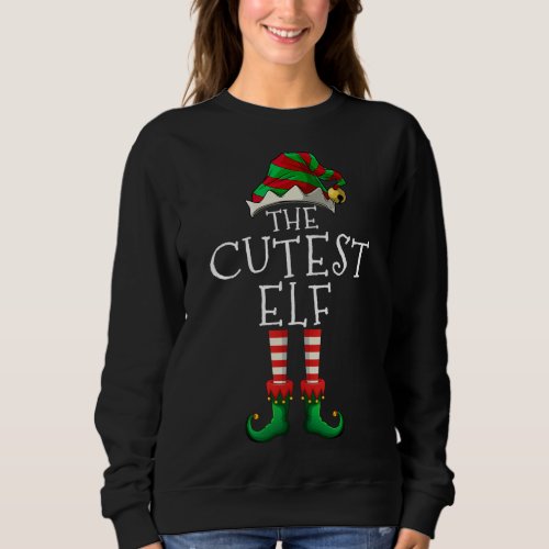 The Cutest Elf Family Matching Group Xmas Pajamas  Sweatshirt