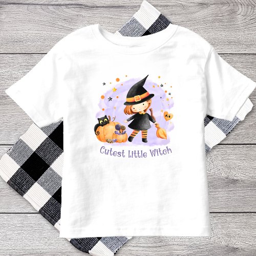 The Cutest Little Witch Halloween girl t_shirt