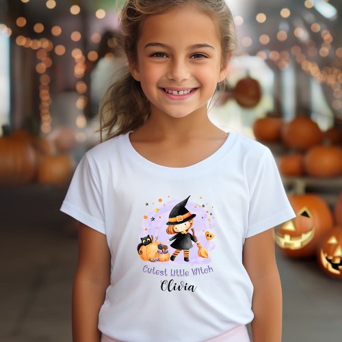 The Cutest Little Witch Name Halloween T_Shirt