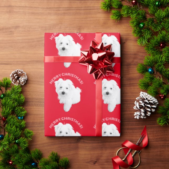 The Cutest Maltese Puppy Dog Ever Christmas Wrapping Paper (Holiday Gift)