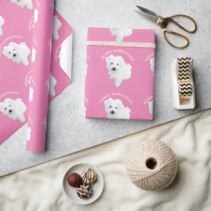 The Cutest Maltese Puppy Dog Pink Christmas Wrapping Paper