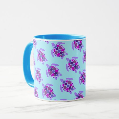 The Cutest Pink and Purple Sea Turtle Pattern Mug