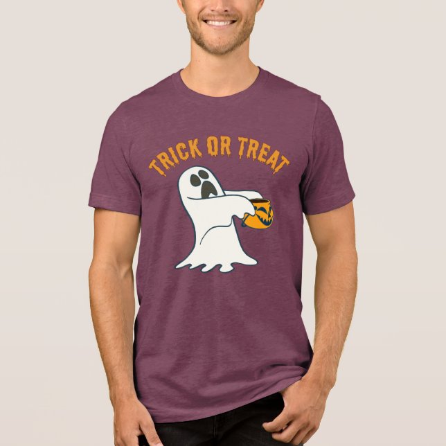 The Cutest Trick-or-Treat Ghost For Halloween Tri-Blend Shirt (Front)