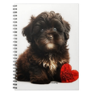 The Cutest Valentine, Chocolate Havanese Puppy Notebook