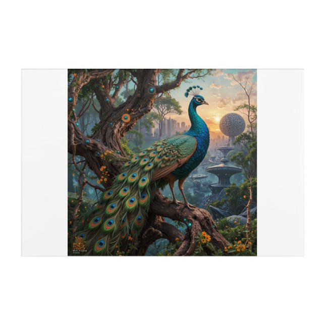 The Cyber-Peacock Acrylic Print (Front)