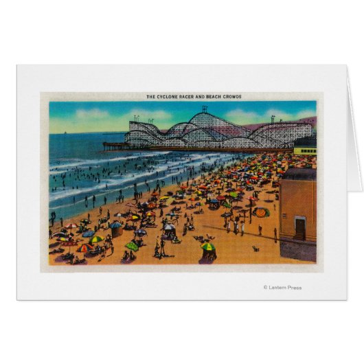 The Cyclone Racer and Beach Crowds, Long Beach Cards (Front Horizontal)