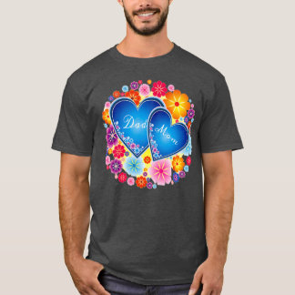 The Dad and mom blue hearts flowers collection T-Shirt
