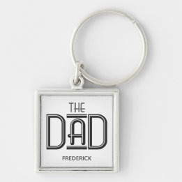THE Dad Black White Text Personalized Keychain