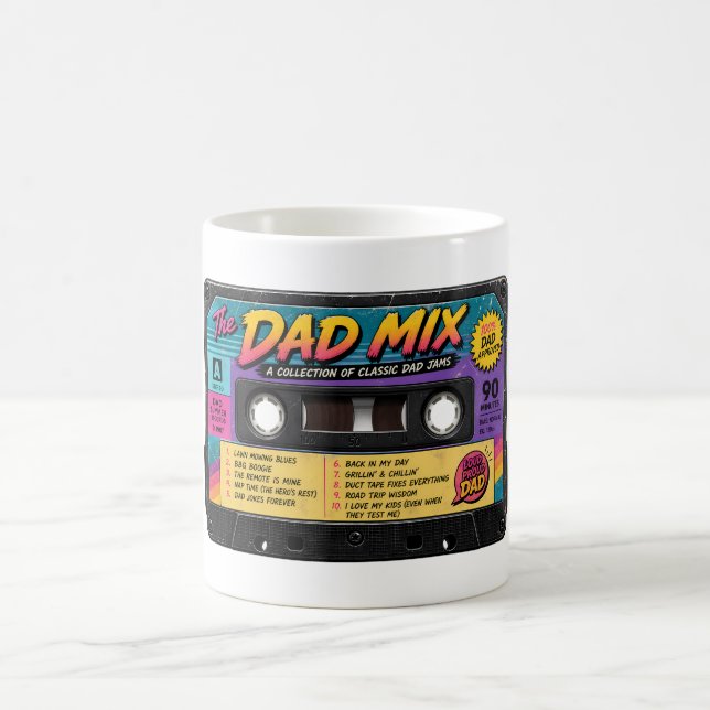 The Dad Mix Retro 80s Cassette Tape Coffee Mug (Center)