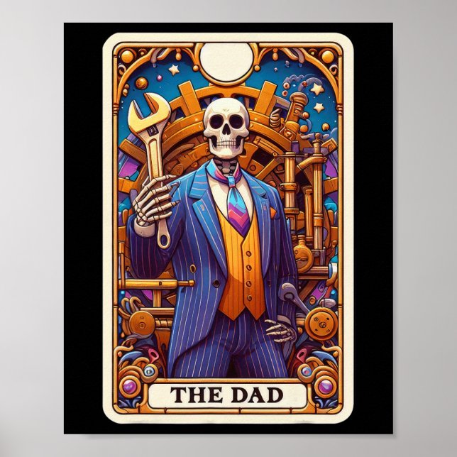 The Dad Tarot Card Skeleton Fathers Day Daddy Baba Poster (Front)