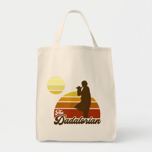 The Dadalorian  Grogu Retro Sunset Tote Bag
