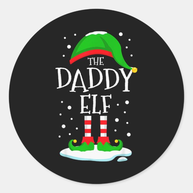 The Daddy Elf Christmas Family Matching Xmas Dad G Classic Round Sticker (Front)