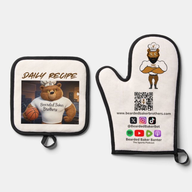 The Daily Recipe Oven Mitt and Pot Holders Oven Mitt & Pot Holder Set (Front)