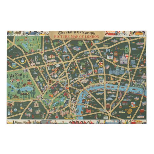 The Daily Telegraph Picture Map of London Faux Canvas Print