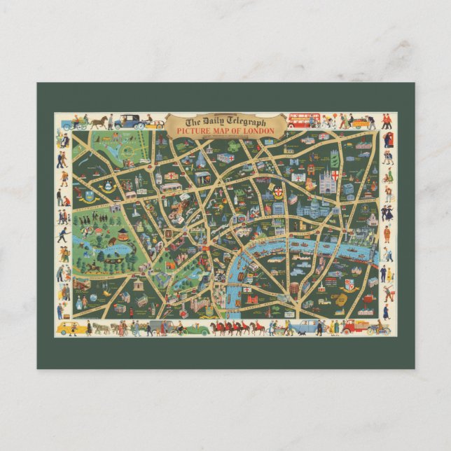 The Daily Telegraph Picture Map of London Postcard (Front)