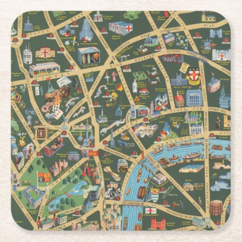 The Daily Telegraph Picture Map of London Square Paper Coaster