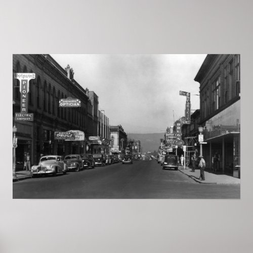 The Dalles Oregon Main Street Town View Poster