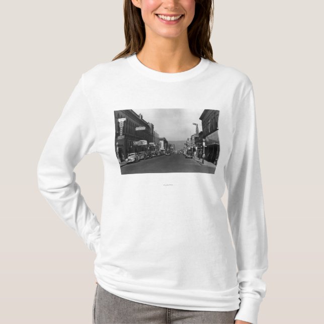 The Dalles, Oregon Main Street Town View T-Shirt (Front)
