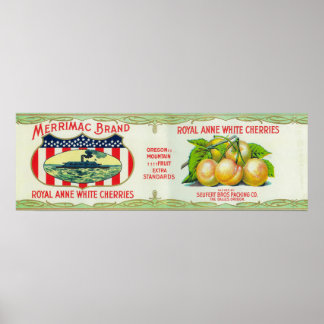 The Dalles, Oregon - Merrimac White Cherries Poster