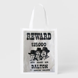 The Dalton Gang Wanted Poster Grocery Bag