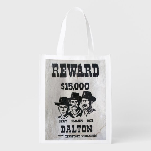 The Dalton Gang Wanted Poster Grocery Bag (Front)