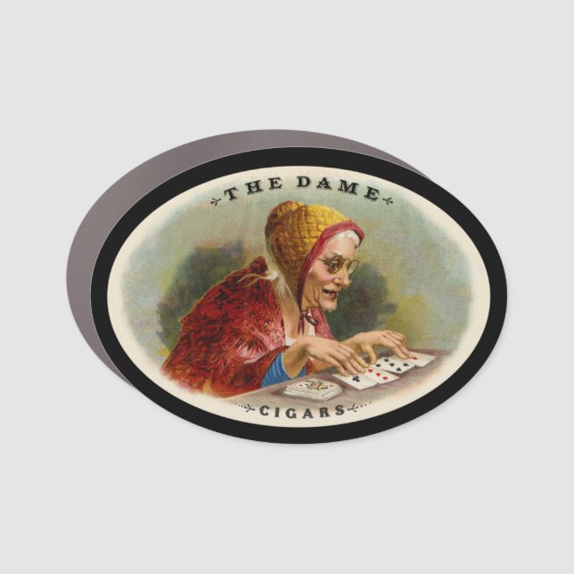 The Dame Cigar Box Design Car Magnet (Front)