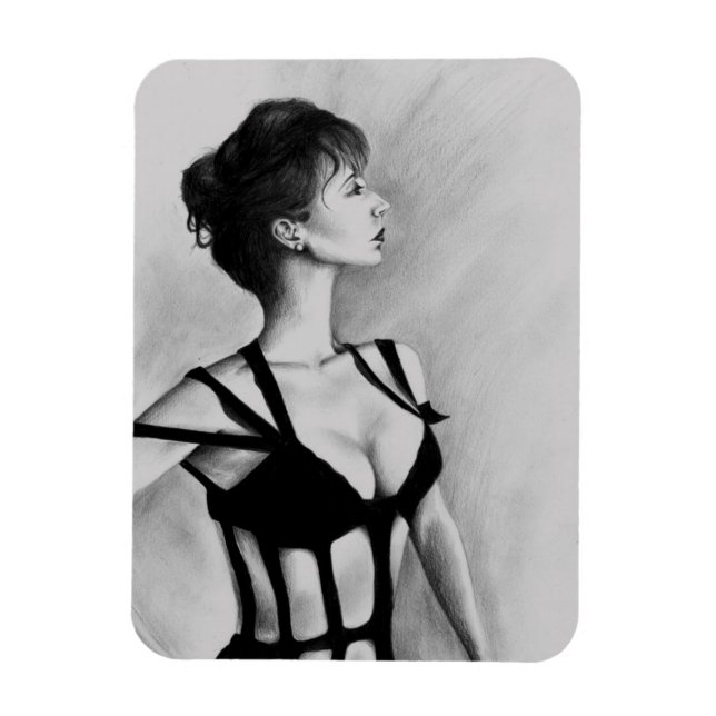 The Dame Original Art Portrait Drawing Magnet (Vertical)