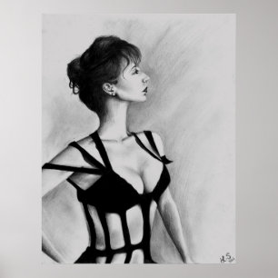 The Dame Original Art Portrait Drawing Poster