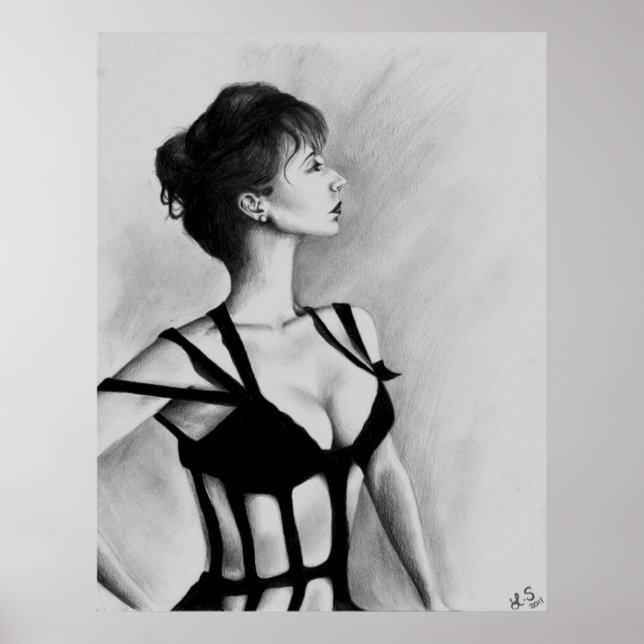 The Dame Original Art Portrait Drawing Poster (Front)