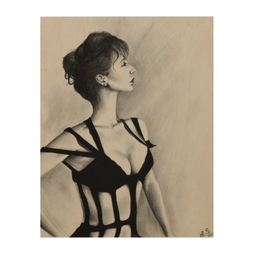 The Dame Woman Portrait Black Dress Drawing Art