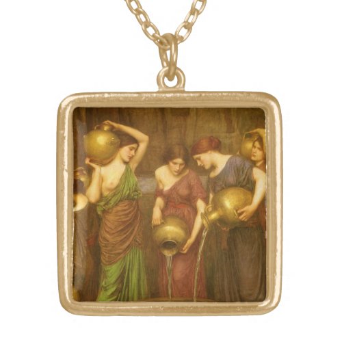 The Danaides by John William Waterhouse Gold Plated Necklace