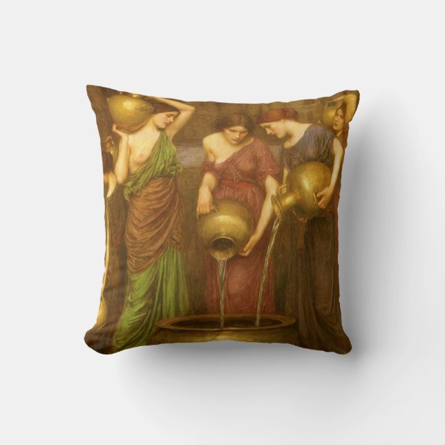 The Danaides by John William Waterhouse Throw Pillow (Front)