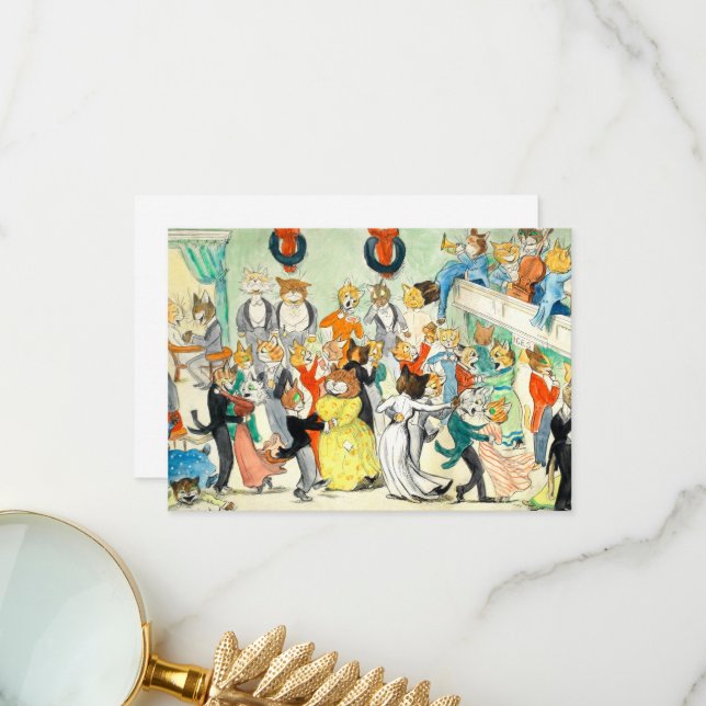 The Dance by Louis Wain Thank You Card (Front/Back In Situ)