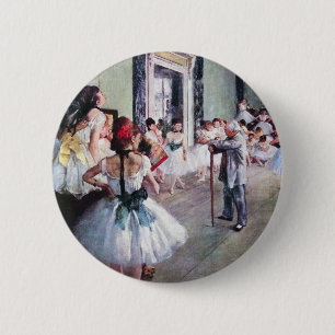 The Dance Class by Edgar Degas, Vintage Ballet Art Pinback Button