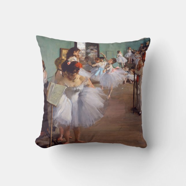The Dance Class, Edgar Degas Throw Pillow (Front)