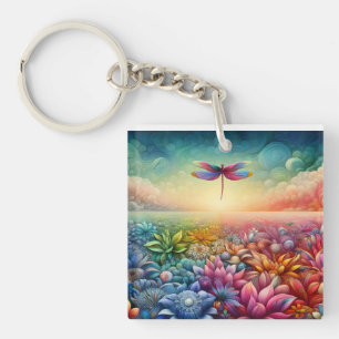 The Dance of Dragonfly Button Keychain
