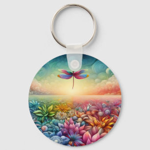 The Dance of Dragonfly Button Keychain