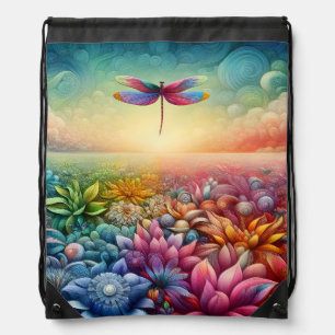 The Dance of Dragonfly Drawstring Bag