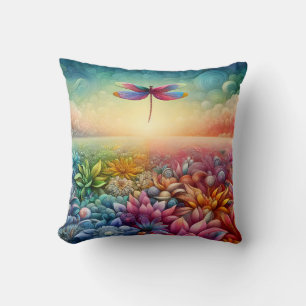 The Dance of Dragonfly Throw Pillow