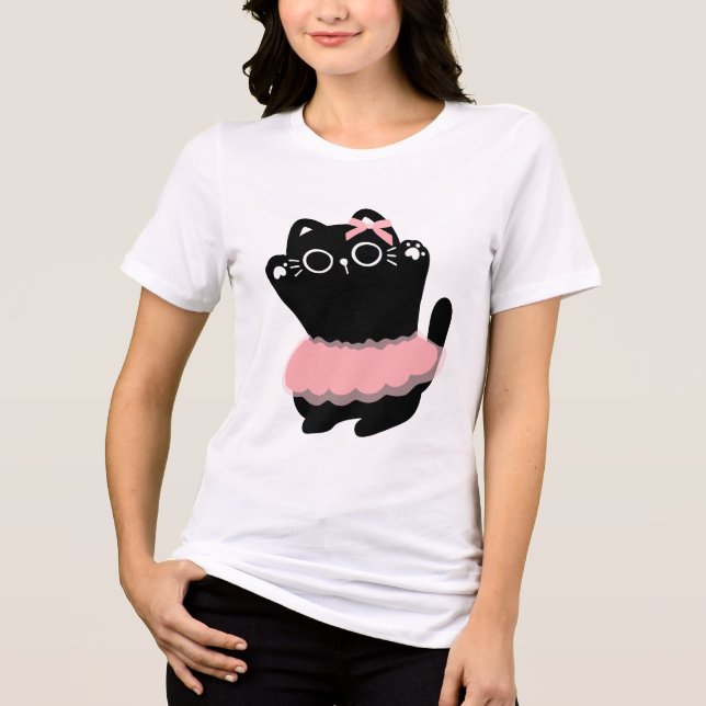 "The Dance of Femininity: A black cat comes alive  Tri-Blend Shirt (Front)