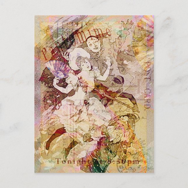 The Dancer and the Pierrot Christmas Holiday Postcard (Front)