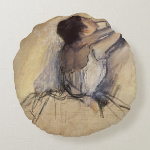The Dancer by Edgar Degas, Vintage Ballerina Art Round Pillow
