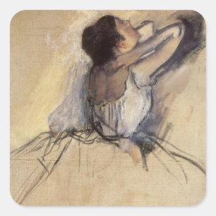 The Dancer by Edgar Degas, Vintage Ballerina Art Square Sticker