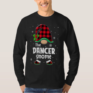 The Dancer Gnome Buffalo Plaid Christmas Matching  T-Shirt
