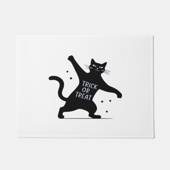 The Dancing Black Cat's Spooktacular Trick-or-Trea Doormat (Front)