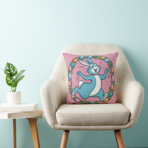 The Dancing Bunny of Easter Meadow Throw Pillow